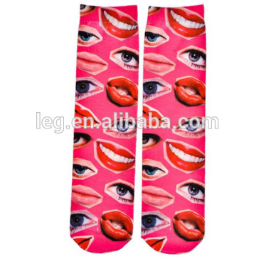 Eye Lips Photo Print Crew Socks