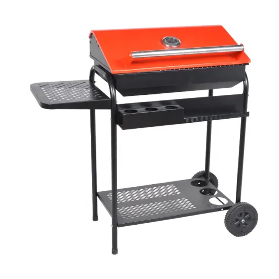 Hot Sales Trolley Barbeque Design Red Color Charcoal Bbq Grill With Side Table barbeque grill