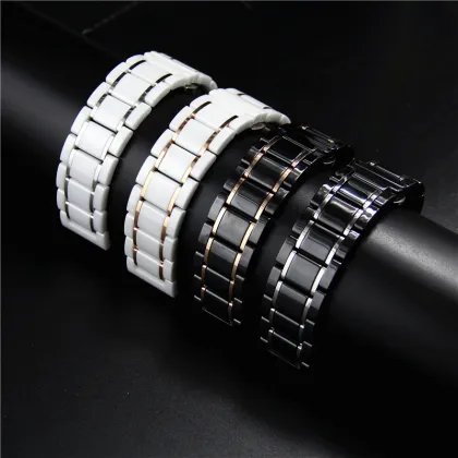 High Quality 5 Link Striped Ceramic Watch Band for Apple Watch