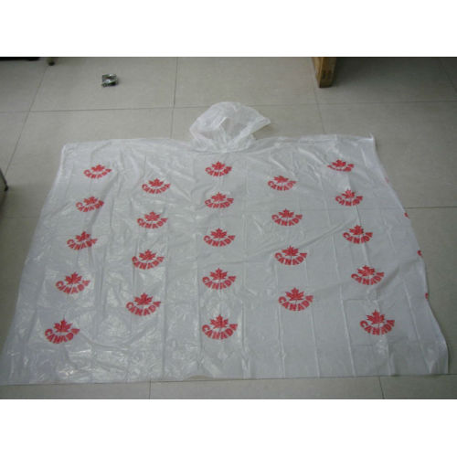 white PE rain poncho with full printing