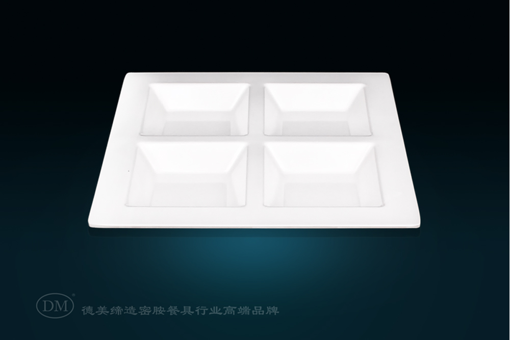 4 Compartment Square Shape Melamine Plate