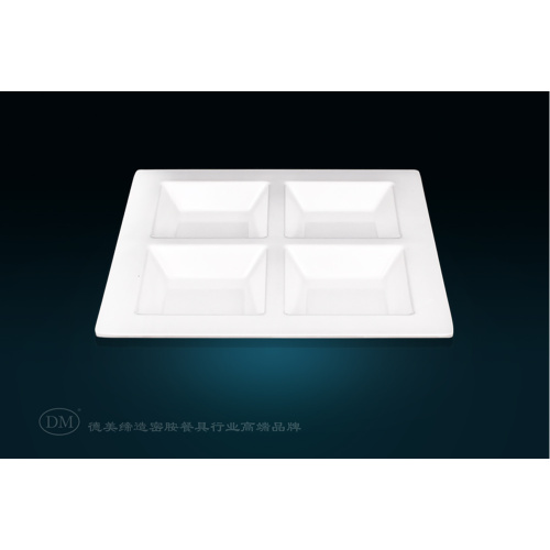 4 Compartment Square Shape Melamine Plate