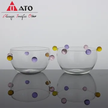 Glass yogurt bowl dessert bowl with colorful ball