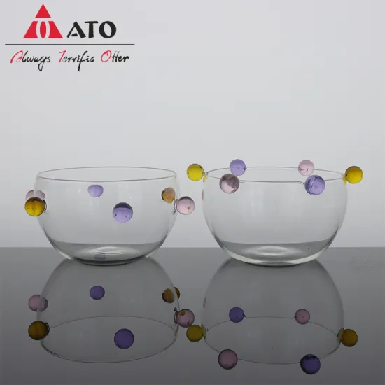 Glass yogurt bowl dessert bowl with colorful ball