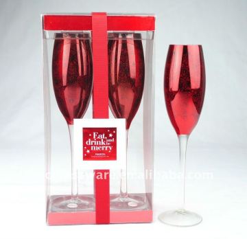 handmade electroplate red baroque flute glass with unique carved