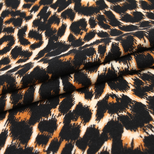 Leopard Printed Double Knit Jersey DTY Fabric