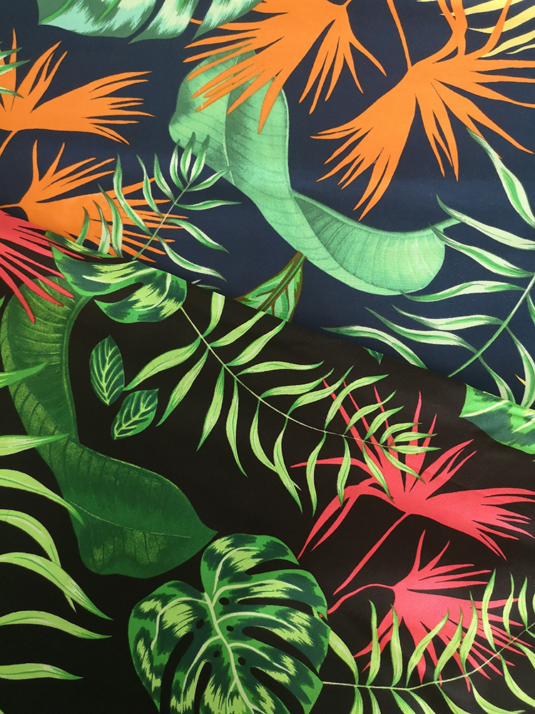 Folhas Tropicais Rayon Challis 30S Air-jet Printing Fabric