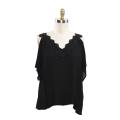 Korean Fashion Chiffon Women Blouses Lace Short Sleeve