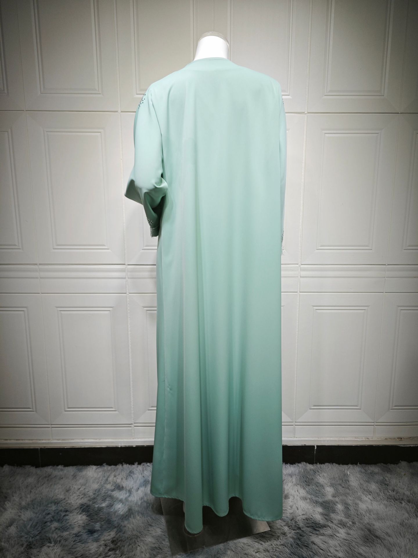 Solid Color Lace Open Abaya Cardigan