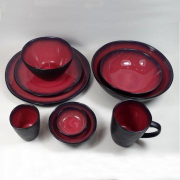 Stoneware Dinner Set In Crackle Glaze Pink