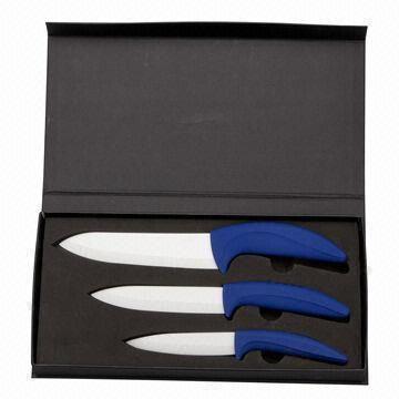 Ceramic Knife Set with Acrylic Holder, Available in Red and Black Colors