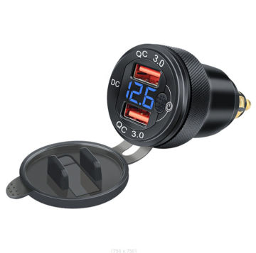 Dual USB Fast Charge Socket Adapter untuk DIN Plug Motorcycle