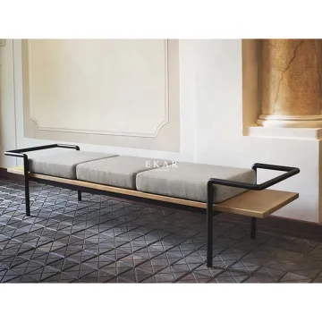Wholesale Modern Luxury Bedroom Furniture: Veneered Fabric Upholstered Ottoman Stool