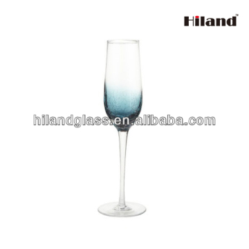 Attractive teal crackle champagne glass