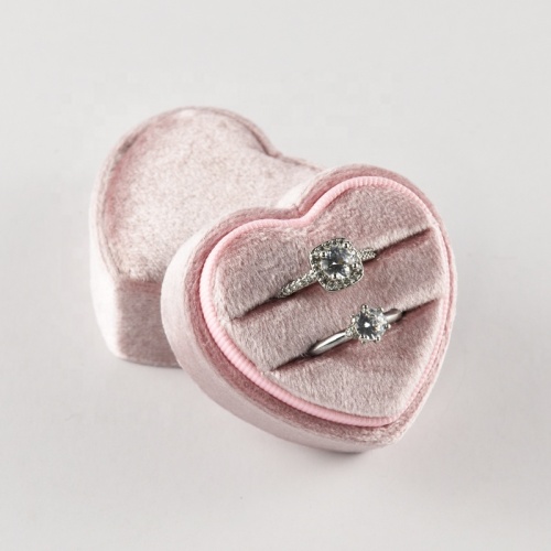 velvet Heart shape fashion wedding ring packing box