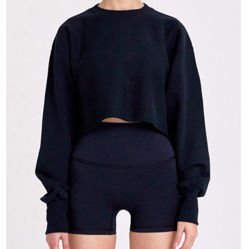 Women loose cropped sweatshirt