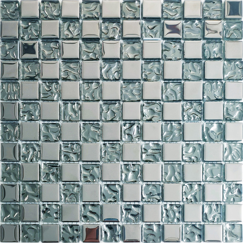 Piastrelle da pareti da cucina a mosaico in vetro argento moderno