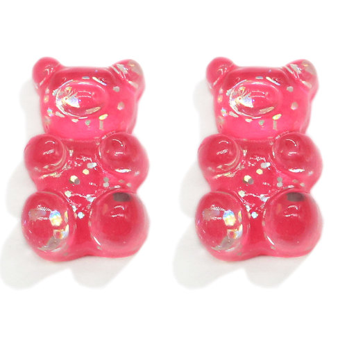 Resin  Cute Glitter Gummy  Bear Kawaii Charms Beads Flatback Cabochon  For DIY Earrings Decor slime Accessory