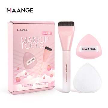 Hot Penjualan Sikat Topeng Serat Sintetis Dengan Sikat dan Kotak Puff Foundation