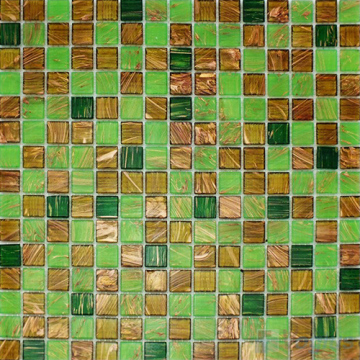 Green Mixed Gold Line Glass Mosaic Tile for Wall