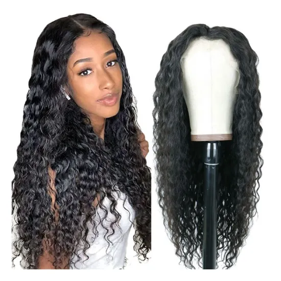 Front Lace Wig Real Human Hair Kinky Curly Hair Real Human Hair Brazilian Wet Waves HD Lace Front Wig 150% Density Natural Black