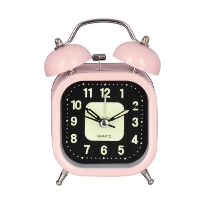 Square Luminous Dial Twin Bell Table Alarm Clock