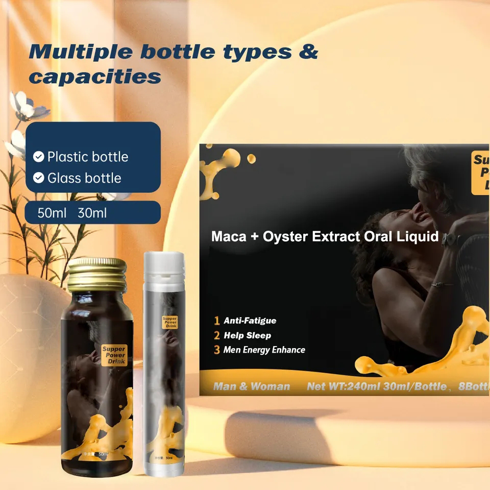 OEM/ODM Vegan Natural Herbal Anti-Fatigue Energy Support Ginseng Maca Oyster Extract Men Oral Liquid Boost Immunity