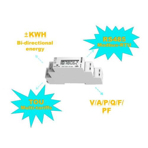 Din Rail Mini Modbus Modbus Medidor de Energia