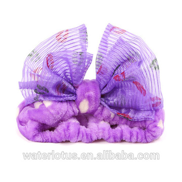 korea style beauty cute hot sale designer organza bowknot kids hairband for female girl