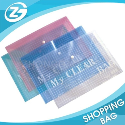 A4 Size PVC Document Packing Bag with Button, A4 Size PVC Bag