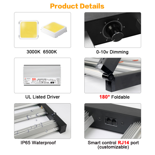 2022 Foldable Grow Light Bar 600W 3000k+660nm