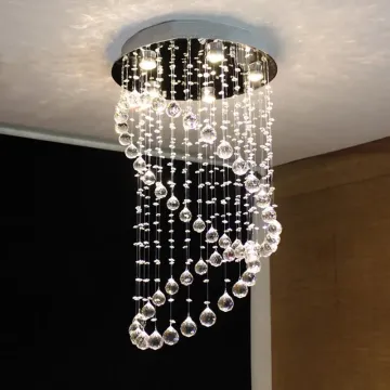 Modern Luxury K9 Lamp Crystal Chandelier for High Ceiling Living Room