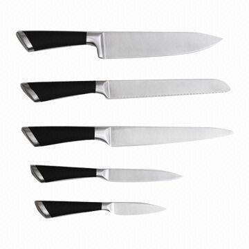 Stainless Steel Knife Set, 5-piece for Different Use/Exclusive Design, Hollow Powder Coating Handle
