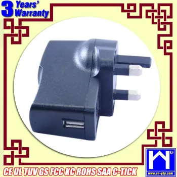 CE Rohs UL approval USB UK Plug Wall Charger 5v 2a USB Power charger adapter