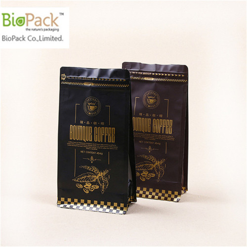 Miljøvennlig kaffepose av plast med komposterbar glidelås og ventilprodusent fra Kina
