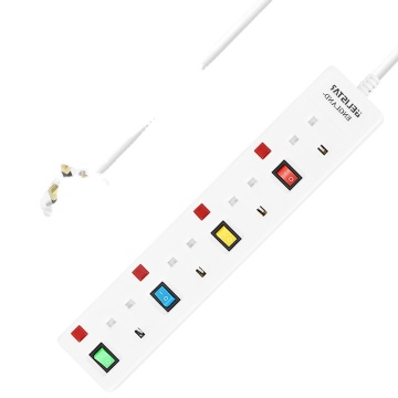 Colorful UK Power Strip - 4-PORT Extension Socket for UK Plugs