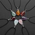 Natural gem teardrop S stone Pendant water drop healing Amethyst chakra Charm Necklace European and American simple fashion