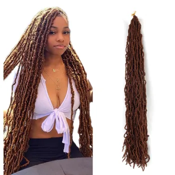 New Soft Locs Curly Wavy Pre-Looped Goddess Synthetic Fiber Hair Extensions 613 Gypsy Crochet Braid Hair Nu Faux Locs