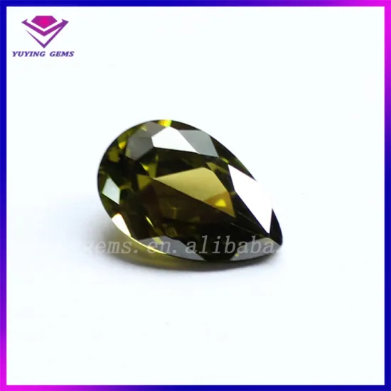 Small Pear Cut Artificial Diamond Peridot Cubic Zirconia Stone