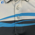 Camisa de pólo de golfe em cinza e preto respirável