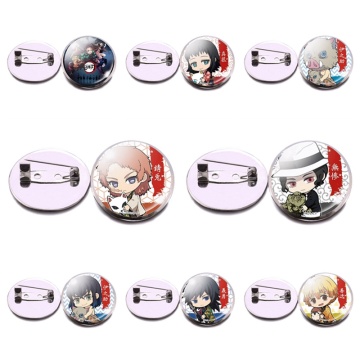 2.5cm Demon Slayer Japan Anime Ghost Blade Kidney Bean Cosplay Badge Cartoon Collection Backpacks Button Brooch Pins Gift