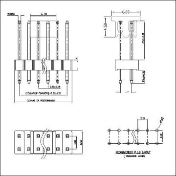 2.2x3.0x2.3mm Cabeçalhos de pino Tipo de mergulho reta de linha dupla