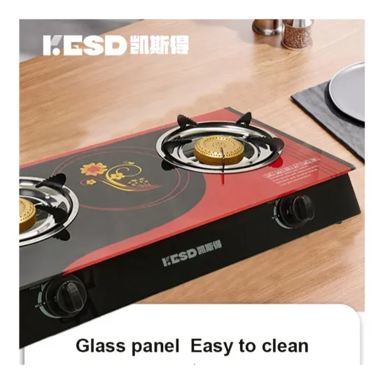 Hot Selling Stainless Steel 2 Burners Tempered Glass Commercial Gas Stove