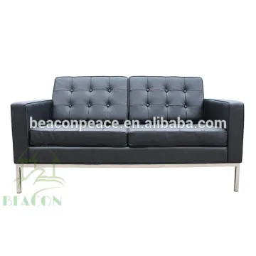 2016 Black Leather KnoLL Sofa Two Seater