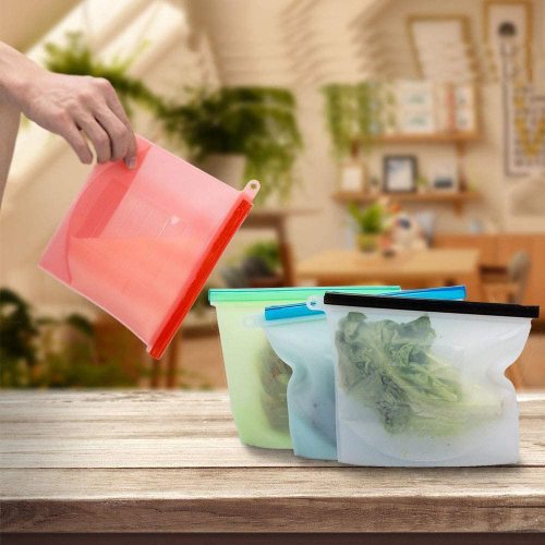 Eco-firendly silicone food bags with ziplock seal