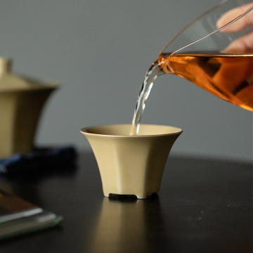 Κίτρινο Jingdezhen Ding Ware Handmade Teacup - Ο πλούτος προέρχεται από κάθε κατεύθυνση Kung Fu Tea Cup