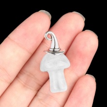 Clear Crystal Mushroom Wizard Cap Pendant for Making Jewlery 15X20mm Stone Halloween Charms