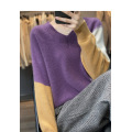 Mesdames V-Neck Simple Colorblock Sweatshirt