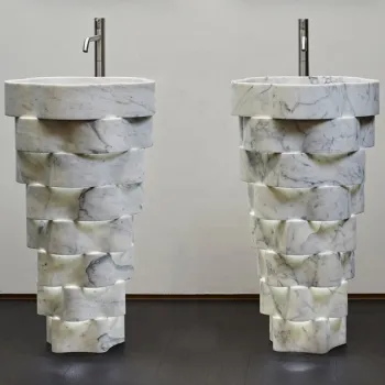 Italian Design Marble Stone Pedestal Basin