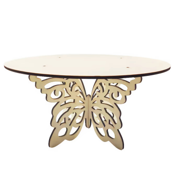 Elegant 9-Inch Wooden Cake Stand with Butterfly Accent